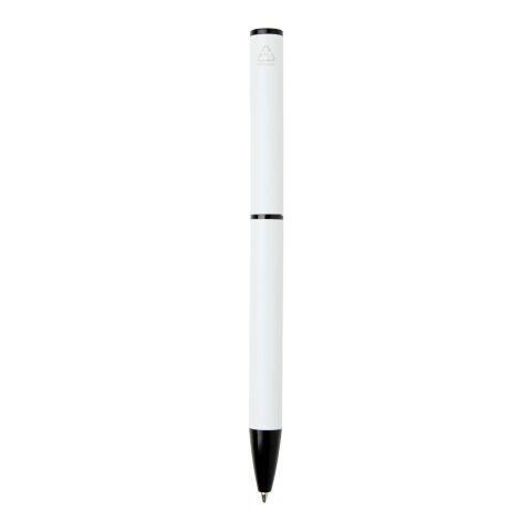 Stylo à bille à ressort en aluminium recyclé Verton avec capuchon (encre bleue) blanc