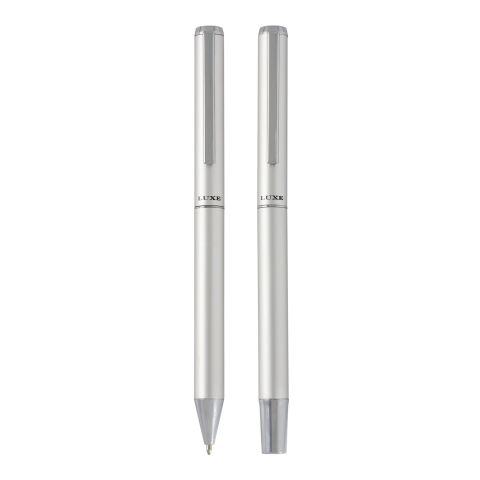 Ensemble-cadeau stylo bille et stylo roller Lucetto en aluminium recyclé Standard | Argent | sans marquage | non disponible | non disponible