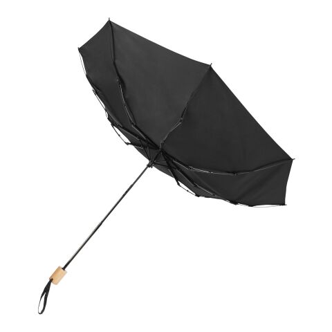 Parapluie 21&quot; pliable windproof en PET recyclé Birgit Standard | Noir | sans marquage | non disponible | non disponible | non disponible