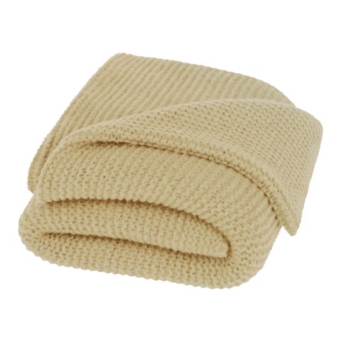 Couverture tricotée Suzy de 150 x 120 cm en polyester certifié GRS Beige | sans marquage | non disponible | non disponible | non disponible