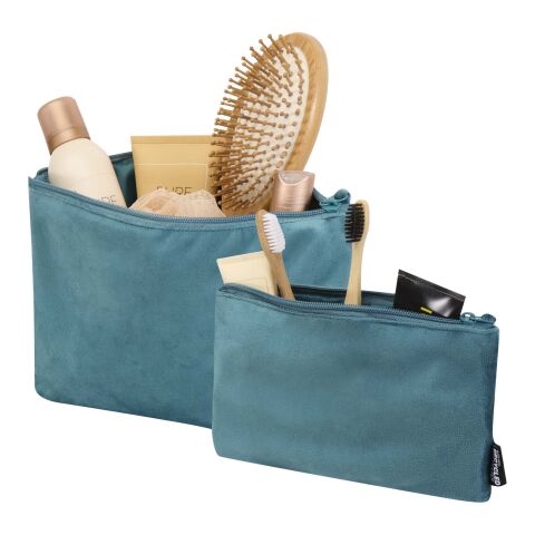 Set de trousses de toilette en velvet gomme recyclées GRS Swift Deep Sea Green