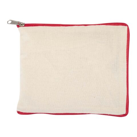 Sac shopping Sierra pliable en coton recyclé GRS 140&nbsp;g/m2 7&nbsp;L Standard | Naturel-Rouge | sans marquage | non disponible | non disponible | non disponible