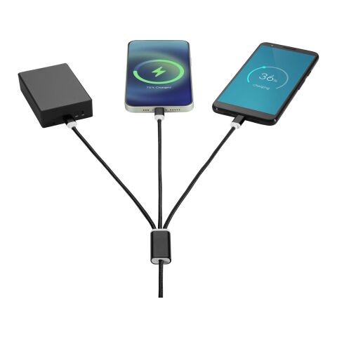 Câble de charge 3-en-1 avec double entrée Versatile Noir