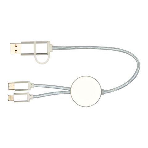 Câble 5 en 1 Alasia en aluminium et plastique recyclés de 30&nbsp;cm pour la synchronisation des données et la charge rapide de 27 W Standard | Argent | sans marquage | non disponible | non disponible