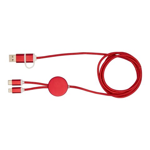 Câble 5 en 1 Alasia en aluminium et plastique recyclés de 150&nbsp;cm pour la synchronisation des données et la charge rapide de 27 W Standard | Rouge | sans marquage | non disponible | non disponible