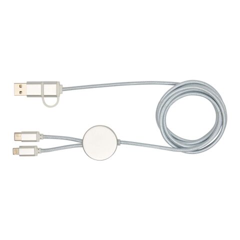 Câble 5 en 1 Alasia en aluminium et plastique recyclés de 150 cm pour la synchronisation des données et la charge rapide de 27 W Standard | Argent | sans marquage | non disponible | non disponible