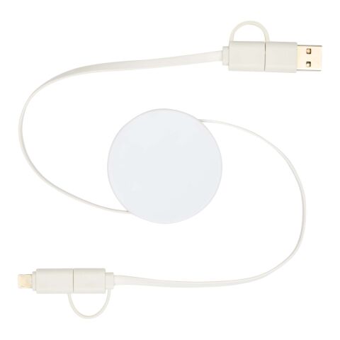 Câble rétractable 5 en 1 Citala en plastique recyclé de 90 cm pour la synchronisation des données et la charge rapide de 40 W Standard | blanc | sans marquage | non disponible | non disponible