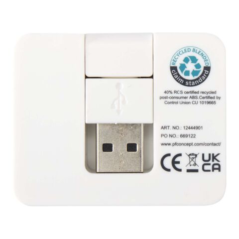 Hub USB 4 ports Gaia avec sortie USB-A et Type-C et double entrée - fabriqué en plastique recyclé Standard | Blanc | sans marquage | non disponible | non disponible