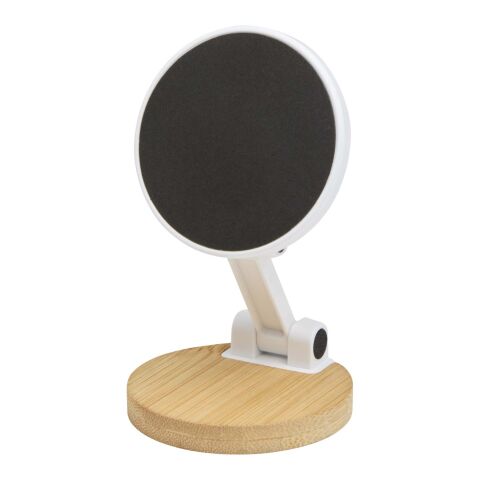 Support de téléphone Alcor magnétique et pliable en plastique recyclé avec détails en bambou Standard | Blanc | sans marquage | non disponible | non disponible