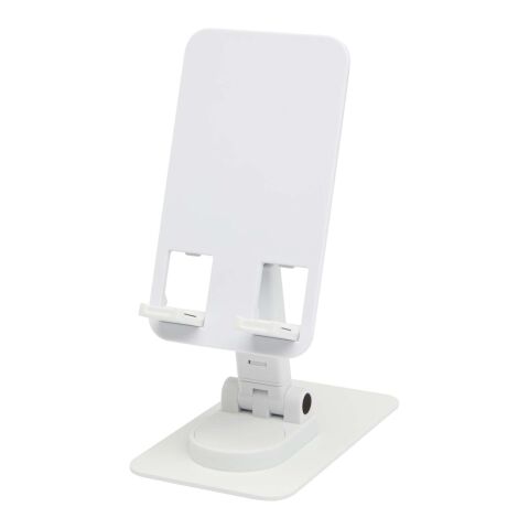 Support de téléphone Alhena pliable en plastique recyclé avec support de bureau en métal Standard | Blanc | sans marquage | non disponible | non disponible