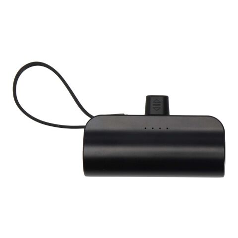 Batterie de secours Alnair Type-C de5&nbsp;000&nbsp;mAh et 10&nbsp;W en plastique recyclé avec support de retournement intégré et câble 2 en 1 noir