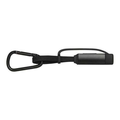 Câble de recharge Algieba 65 W 3-en-1 en aluminium recyclé avec mousqueton noir
