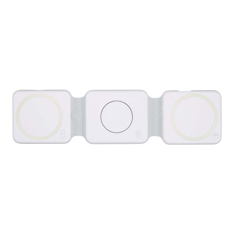 Chargeur sans fil pliable Armus 3 en 1 de 15&nbsp;W en plastique recyclé Standard | Blanc | sans marquage | non disponible | non disponible