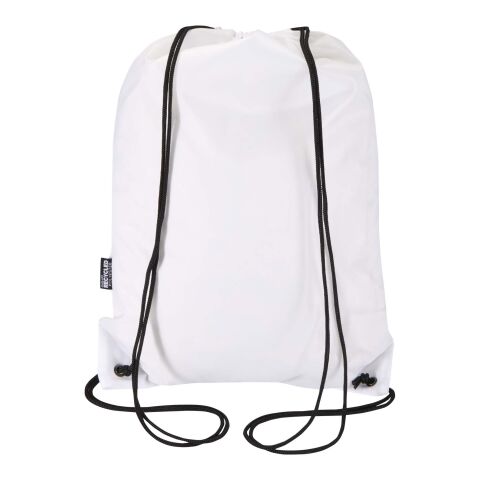 Sac à cordon Oriole en RPET avec poche avant zippée, 5 L blanc