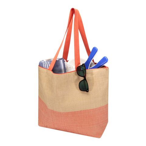 Grand sac fourre-tout en papier paille Rhythm avec fermeture à glissière, 21 L Brick