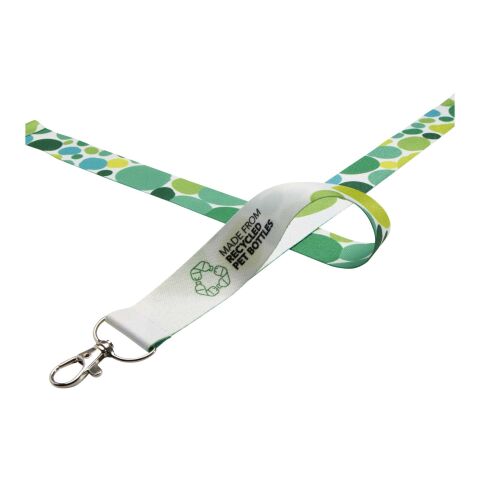 Lanyard Addie en PET recyclé sublimation blanc-blanc | 15mm | Sublimation | all over, front | 15 mm x 900 mm