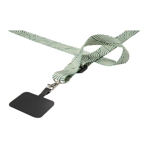 Tour de cou réglable en RPET avec impression par sublimation et son support de téléphone Lyra Blanc | sans marquage | non disponible | non disponible