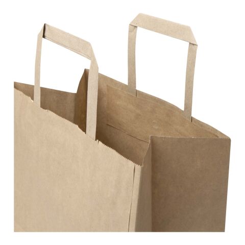 Sac en papier Kraft 80&nbsp;g/m2 avec poignées plates 25 x 15 x 32 cm Marron kraft | sans marquage | non disponible | non disponible
