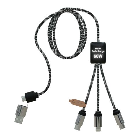 Câble de charge Type-C 60 W avec double logo lumineux SCX.design C33 Noir chiné | sans marquage | non disponible | non disponible