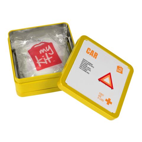 Kit de premiers secours en métal pour voiture MyKit Jaune | sans marquage