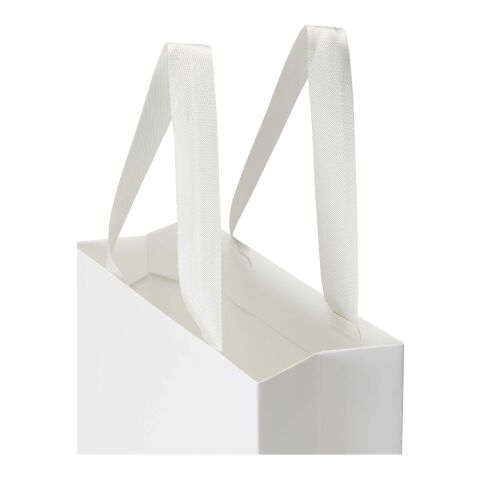 Sac en papier Smartfold 230 g/m² avec anses en ruban et pelliculage brillant - 24 x 10 x 32 cm blanc