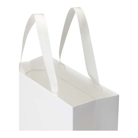 Sac en papier Smartfold 230 g/m² avec anses en ruban et pelliculage brillant - 31 x 12 x 31 cm blanc
