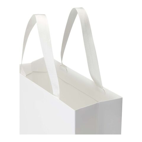 Sac en papier Smartfold 230 g/m² avec anses en ruban et pelliculage brillant - 31 x 12 x 39 cm blanc