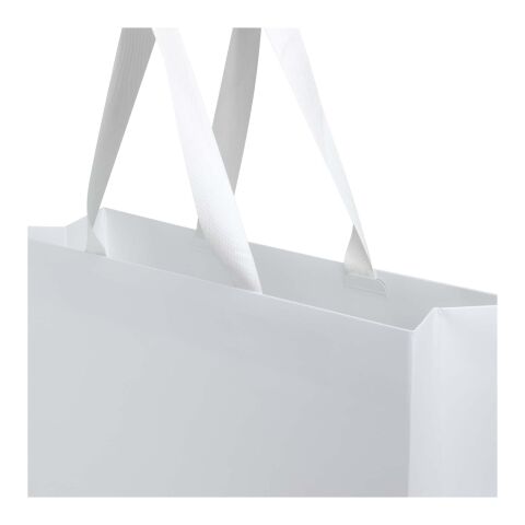 Sac en papier Smartfold 230 g/m² avec anses en ruban et pelliculage brillant - 42 x 12 x 35 cm blanc