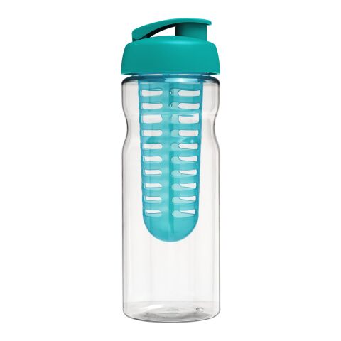 Bouteille H2O Base® infuseur fruit avec couvercle à clapet - 650 ml Translucide-Bleu aqua | sans marquage | non disponible | non disponible