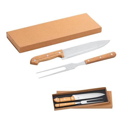 SALSA. Ensemble de 2 pièces pour barbecue en bambou et acier inoxydable Beige | sans marquage