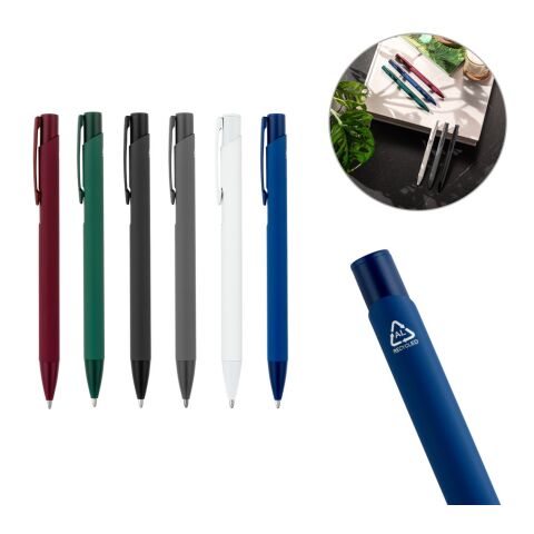 CLINT. Stylo à bille en aluminium recyclé (100% rAL) avec finition en caoutchouc Noir | sans marquage