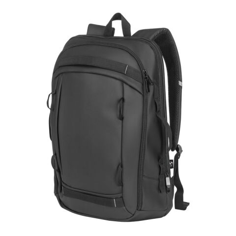 KAMPALA. Sac à dos pour ordinateur portable en polyester recyclé haute densité 900D, avec revêtement imperméable et doublure en polyester recyclé 210D 17&#039;3&quot; Noir | sans marquage