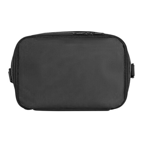 CANCUN. Sac thermique en polyester recyclé 600D avec sangle réglable Noir | sans marquage