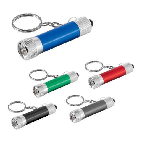 LERGAN. Porte-clés en aluminium avec lampe de poche 3 LED Noir | sans marquage