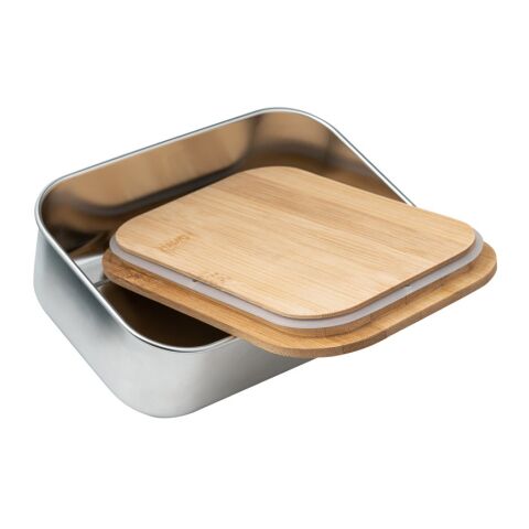 SHINO. Boite thermique en acier inoxydable, couvercle en bambou 800 ml Beige | sans marquage