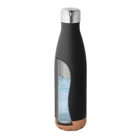 SOLBERG. Thermos 560mL en acier inox avec base en liège Noir | sans marquage