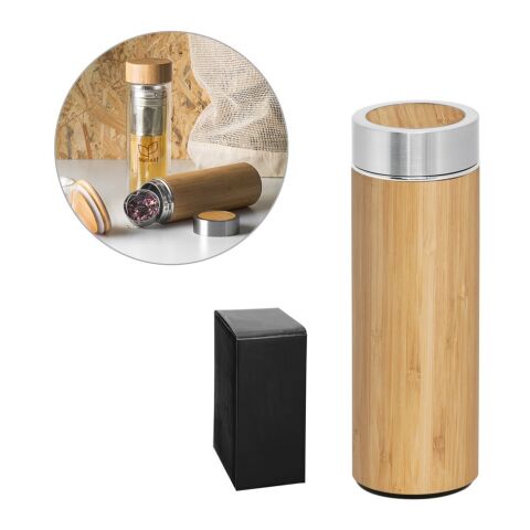 NATUREL. Bouteille thermos en bambou et acier inoxydable (90 % recyclé) 430 mL Beige | sans marquage