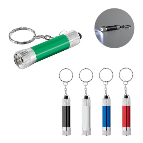 RE-LERGAN. Porte-clés en aluminium (92 % recyclé) avec lampe de poche LED à 3 lumières Noir | sans marquage