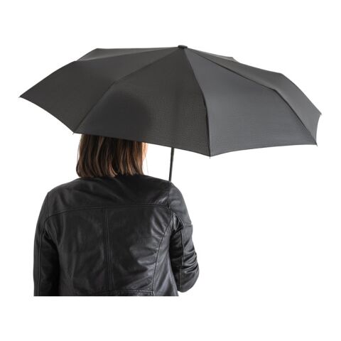 RIVER. Parapluie pliable en polyester recyclé (100% rPET) 190T pongé à ouverture et fermeture automatiques Noir | sans marquage