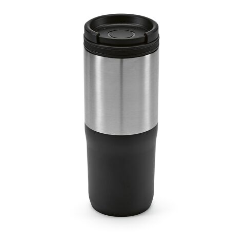 Mug de voyage Orange Acier inoxydable recyclé 600 ml Noir | sans marquage