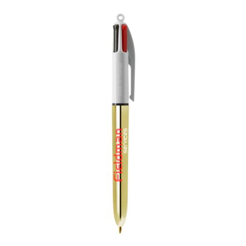 BIC® 4 Couleurs Shine bille Blanc-or | Sérigraphie 1 couleur | Corps-à la droite du clip | 30.00 mm x 43.00 mm