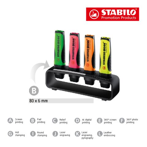 STABILO BOSS EXECUTIVE Set de bureau de 4 surligneurs blanc | sans marquage