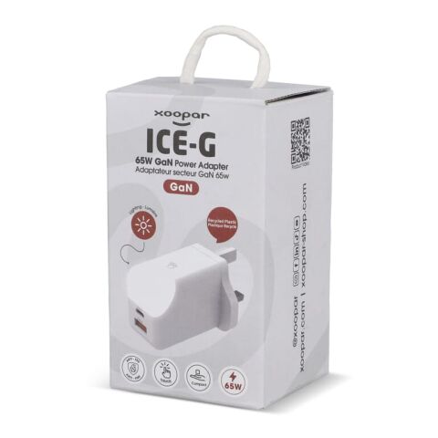 Adaptateur secteur Xoopar ICE-G 65 W GaN avec prise britannique Blanc | sans marquage | non disponible | non disponible