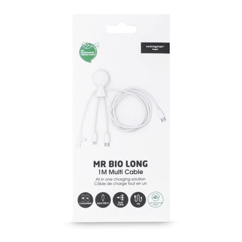 Câble USB-C long Xoopar Mr. Bio de 1 mètre Blanc | Tampographie 1 couleur | 1ere face | Ø 23 mm