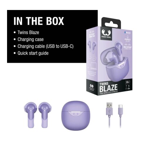 3TW2200 I Fresh 'n Rebel Twins Blaze - True Wireless earbuds with ENC Transparent Lilas