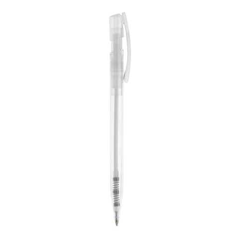 Stylo Nash Transparent Blanc-Blanc | Tampographie 1 couleur | Sur le clip | 30 mm x 5 mm | non disponible