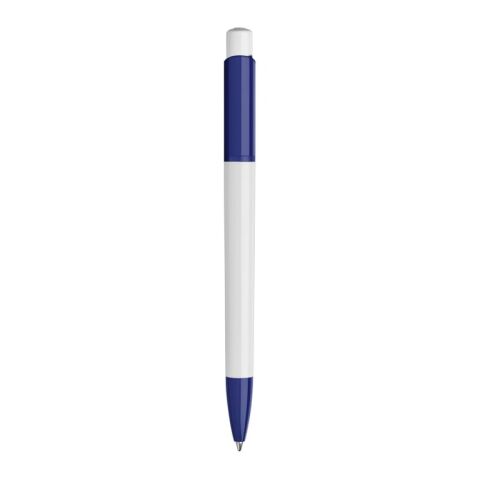Stylo Kamal opaque Blanc-Bleu foncé | Sérigraphie 1 couleur | à 90 degrés du clip | 45 mm x 25 mm | non disponible