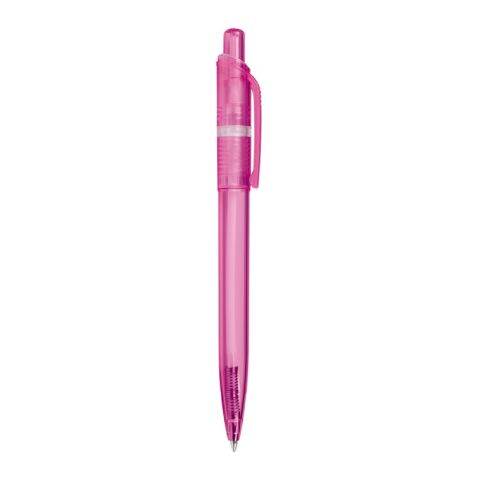 Stylo Ducal Clear transparent Rose-Rose | Sérigraphie 1 couleur | à 180 degrés du clip | 40 mm x 25 mm | non disponible