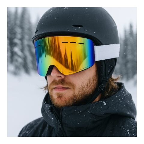 Lunettes de ski de loisir - Catégorie 3, certifiées EN 174 Blanc | Sublimation | sur le côté droit de la sangle | 140 mm x 42 mm