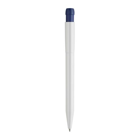 Stylo Pier opaque Blanc-Bleu foncé | Sérigraphie 1 couleur | dans le prolongement du clip | 45 mm x 25 mm | non disponible